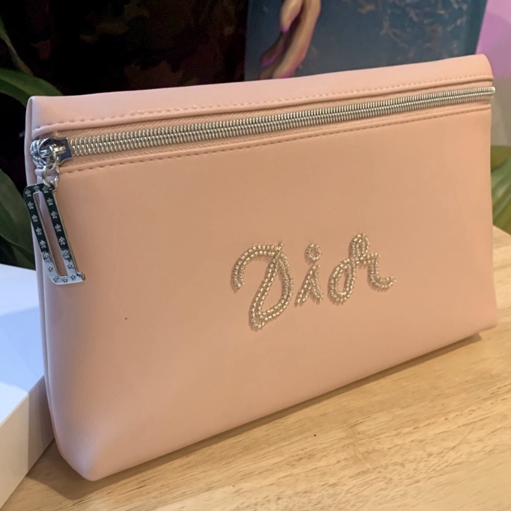 Dior Beauty Baby Pink Patent CD Monogram Makeup Pouch Bag New In Box